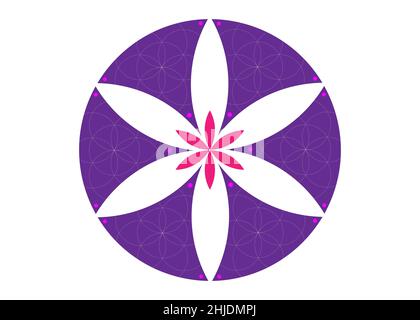 Seme di vita simbolo geometria Sacra. Mistico mandala geometrico di  Alchimia esoterico colorato fiore della vita. Stile vettoriale ad  acquerello, meditativo divino Immagine e Vettoriale - Alamy