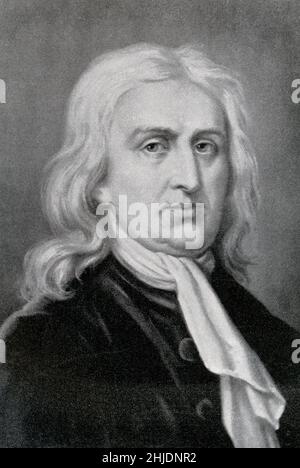 Sir Isaac Newton (1642-1726/27) è stato un . Figura chiave della rivoluzione filosofica nota come Illuminismo, è considerato uno dei più grandi matematici e fisici di tutti i tempi e tra gli scienziati più influenti. Il suo libro Philosophiæ Naturalis Principia Mathematica (matematico Foto Stock