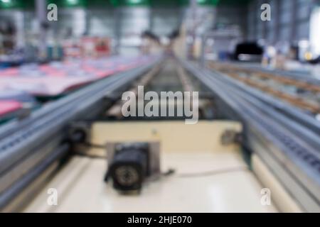 Gruppo Conveyor line TV. Immagine sfocata. Foto Stock