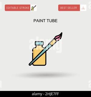Icona vettoriale semplice del tubo di vernice. Illustrazione Vettoriale