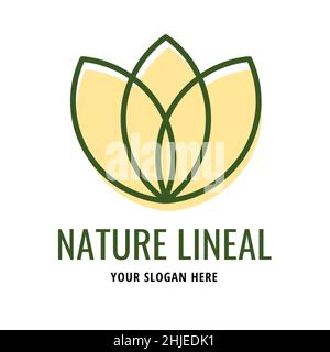 semplice logo astratto a foglia di natura. stile colore lineare. Foto Stock