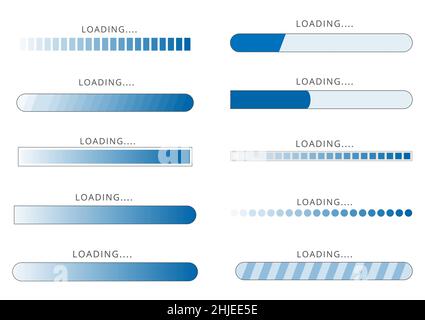 Collezione premium caricatore. Icona del simbolo di stato di caricamento. Scarica l'illustratore vettoriale della barra di avanzamento. Illustrazione Vettoriale