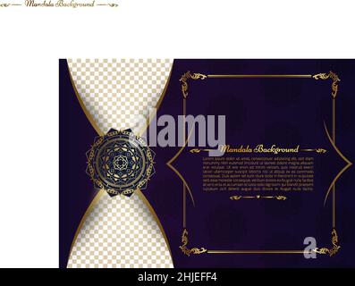 Arte della geometrico indiana tradizionale. Modello grafico mandala di lusso. Oro sfumatura ornamentale blu, viola su sfondo trasparente ombra. Decorare Illustrazione Vettoriale