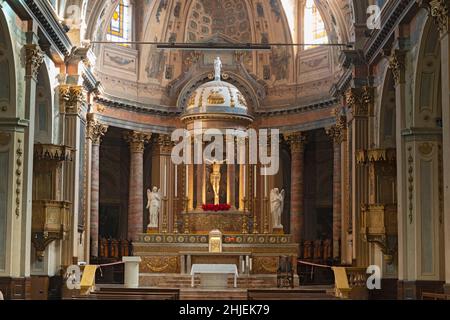 Italia, Lombardia, Treviglio, Basilica di San Martino e Santa Maria Assunta, Vista interna Foto Stock