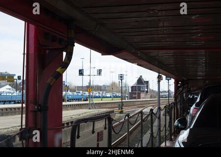 Il treno auto per westerland su sylt Foto Stock