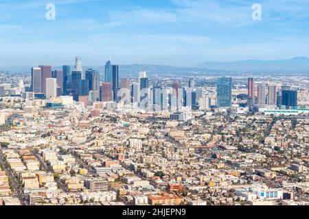 Downtown Los Angeles skyline città edifici paesaggio urbano vista aerea foto in California Stati Uniti LA Foto Stock