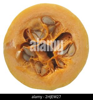 verdure di zucca a fette isolate su sfondo bianco Foto Stock