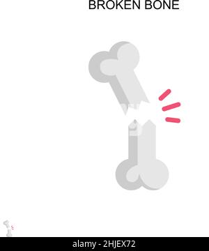 Icona vettore semplice osso rotto. Modello di disegno del simbolo di illustrazione per l'elemento dell'interfaccia utente mobile Web. Illustrazione Vettoriale