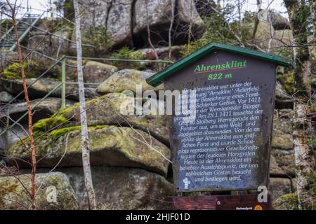 Ahrensklint Nationalpark Harz bei Schierke Foto Stock