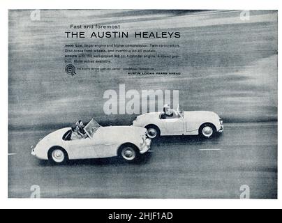 Un annuncio d'epoca per le auto Austin Healey di Motor Sport Magazine, 1960 Foto Stock