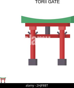 Icona vettore semplice porta Torii. Modello di disegno del simbolo di illustrazione per l'elemento dell'interfaccia utente mobile Web. Illustrazione Vettoriale