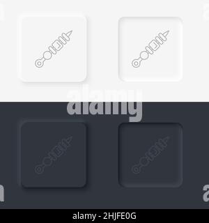 Neumorfica stile bianco e nero impostare cibo e bevande vettore icona. Icona shish kebab linear. Illustrazione a linee sottili. Smashlik. brocchetto di maiale e verdure Illustrazione Vettoriale