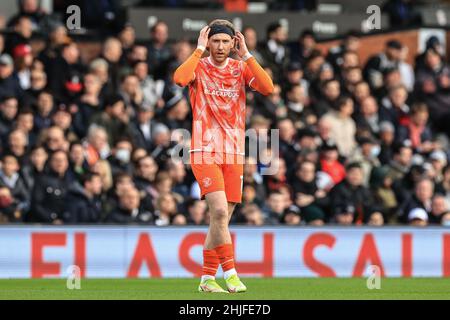 Londra, Regno Unito. 29th Jan 2022. Josh Bowler #11 di Blackpool durante la partita a Londra, Regno Unito il 1/29/2022. (Foto di Mark Cosgrove/News Images/Sipa USA) Credit: Sipa USA/Alamy Live News Foto Stock