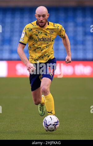 Londra, Regno Unito. 29th Jan 2022. Matt Clarke di West Bromwich Albion in azione durante il gioco. EFL Skybet Championship Match, Millwall contro West Bromwich Albion al Den di Londra sabato 29th gennaio 2022. Questa immagine può essere utilizzata solo a scopo editoriale. Solo per uso editoriale, licenza richiesta per uso commerciale. Nessun uso in scommesse, giochi o un singolo club/campionato/player pubblicazioni. pic di Steffan Bowen/Andrew Orchard sport fotografia/Alamy Live news credito: Andrew Orchard sport fotografia/Alamy Live News Foto Stock