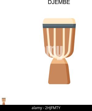 Djembe semplice icona vettoriale. Modello di disegno del simbolo di illustrazione per l'elemento dell'interfaccia utente mobile Web. Illustrazione Vettoriale