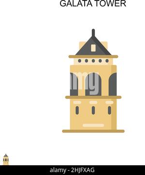 Icona vettore semplice torre Galata. Modello di disegno del simbolo di illustrazione per l'elemento dell'interfaccia utente mobile Web. Illustrazione Vettoriale