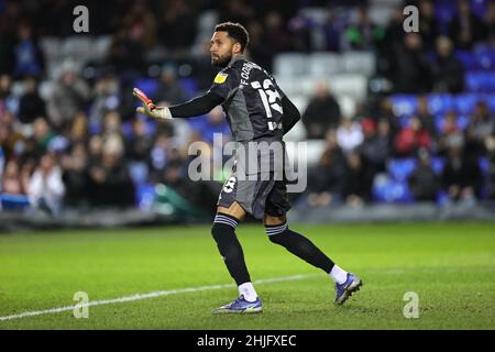 PETERBOROUGH, REGNO UNITO. GEN 29TH. WES Foderingham of Sheffield United Gestures durante la partita del campionato Sky Bet tra Peterborough United e Sheffield United al Weston Homes Stadium di Peterborough sabato 29th gennaio 2022. (Credit: James Holyoak | MI News) Credit: MI News & Sport /Alamy Live News Foto Stock