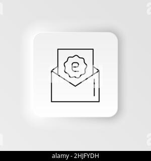 E-commerce neumorphic stile vettore icona posta, sconto, lettera contorno vettore icona set Illustrazione Vettoriale