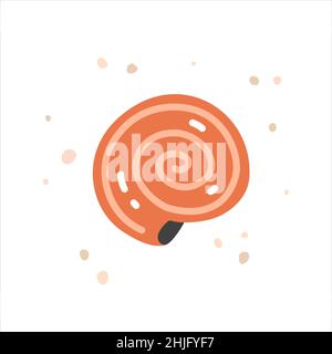 Conchiglia rosa su sfondo bianco. Illustrazione piatta vettoriale Illustrazione Vettoriale