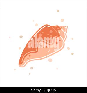 Conchiglia rosa a macchie, conchiglia (conidae). Illustrazione piatta vettoriale Illustrazione Vettoriale