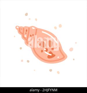 Conchiglia rosa spottata. Illustrazione piatta vettoriale Illustrazione Vettoriale