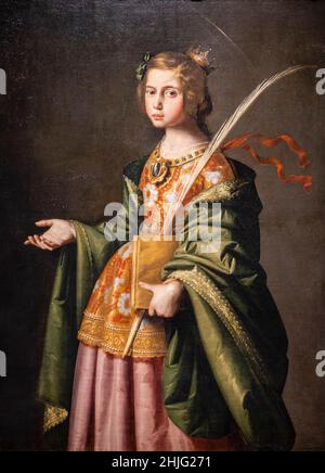 Santa Elisabetta di Turingia Zurbarán, secondo quarto del 17th secolo, olio su tela, Museo de Bellas Artes, Bilbao, Spagna Foto Stock