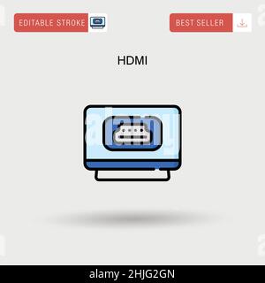 Icona vettore semplice HDMI. Illustrazione Vettoriale