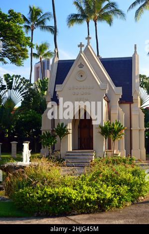 La Chiesa di Kawaiahao, una delle chiese cristiane più antiche delle Hawaii Foto Stock