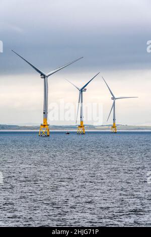 L'European Offshore Wind Deployment Center o Aberdeen Offshore Wind Farm è un impianto offshore per prove e dimostrazioni al largo della costa scozzese di Aberdeen. Foto Stock