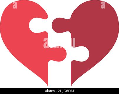 Rotto cuore Puzzle riempito icona vettore Illustrazione Vettoriale