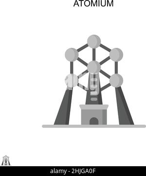 Icona vettore semplice Atomium. Modello di disegno del simbolo di illustrazione per l'elemento dell'interfaccia utente mobile Web. Illustrazione Vettoriale