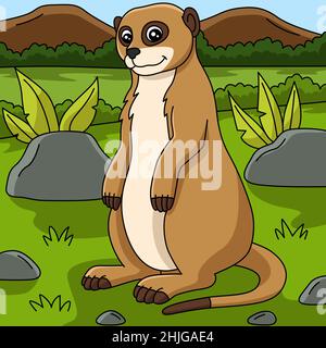 Meerkat Cartoon Vector Illustrazione colorata Illustrazione Vettoriale