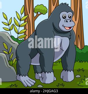 Gorilla Cartoon Vector Illustrazione colorata Illustrazione Vettoriale