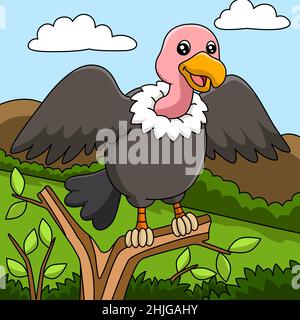 Vulture Cartoon Vector Illustrazione colorata Illustrazione Vettoriale