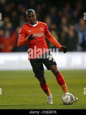 Amari'i Bell di Luton Town durante la partita del Campionato Sky Bet a Kenilworth Road, Luton. Data foto: Sabato 29 gennaio 2022. Foto Stock