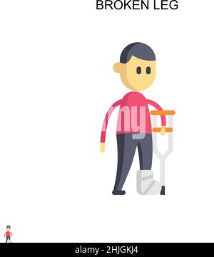 Icona vettore semplice gamba rotta. Modello di disegno del simbolo di illustrazione per l'elemento dell'interfaccia utente mobile Web. Illustrazione Vettoriale