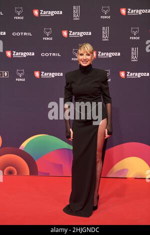 Gennaio 29, 2022, Saragozza, Aragona, Spagna: Najwa Nimri partecipa al Feroz Awards 2022 - Red Carpet all'Auditorium il 29 gennaio 2022 a Saragozza, Spagna (Credit Image: © Jack Abuin/ZUMA Press Wire) Foto Stock