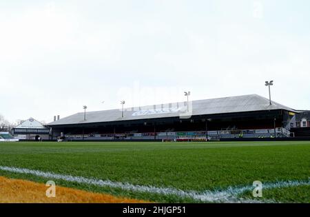 NEWPORT, REGNO UNITO. GEN 29th Vista generale all'interno dello stadio prima dell'inizio della partita della Sky Bet League 2 tra Newport County e Barrow alla Rodney Parade di Newport sabato 29th gennaio 2022. (Credit: Kieran Riley | MI News) Credit: MI News & Sport /Alamy Live News Foto Stock