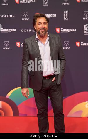 29 gennaio 2022, Saragozza, Aragona, Spagna: Javier Bardem partecipa al premio Feroz Awards 2022 - Red Carpet all'Auditorium il 29 gennaio 2022 a Saragozza, Spagna (Credit Image: © Jack Abuin/ZUMA Press Wire) Foto Stock