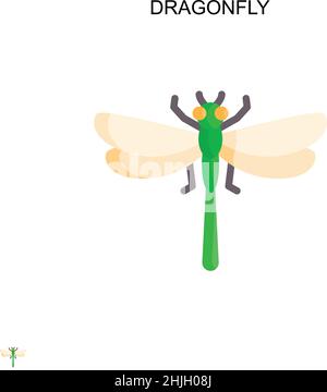 Icona vettore semplice Dragonfly. Modello di disegno del simbolo di illustrazione per l'elemento dell'interfaccia utente mobile Web. Illustrazione Vettoriale