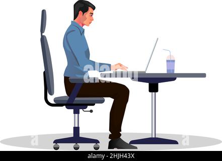 Uomo al lavoro su laptop Illustrazione Vettoriale