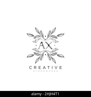 AX Initial Letter Flower Logo Template vettore premium Illustrazione Vettoriale