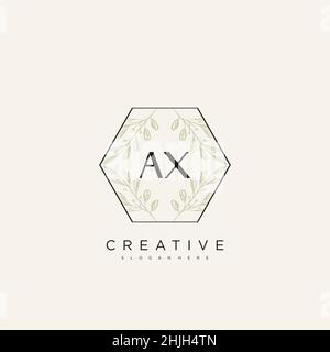 AX Initial Letter Flower Logo Template vettore premium Illustrazione Vettoriale