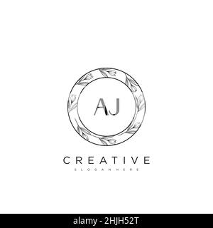 AJ Initial Letter Flower Logo Template vettore premium Illustrazione Vettoriale