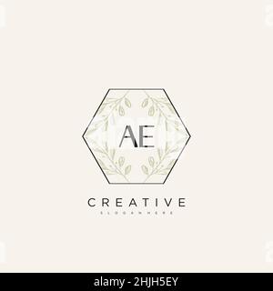 AE Initial Letter Flower Logo Template vettore premium Illustrazione Vettoriale