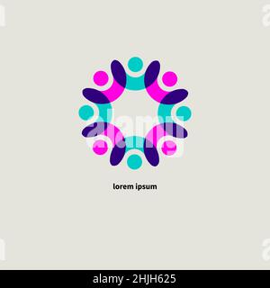 Icona del lavoro di squadra, logo Unity of People Illustrazione Vettoriale