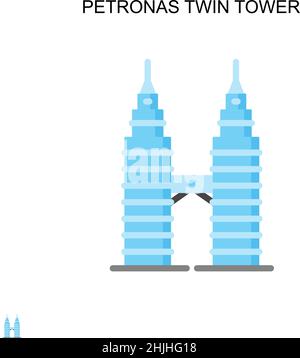 Icona vettoriale semplice a torre gemella Petronas. Modello di disegno del simbolo di illustrazione per l'elemento dell'interfaccia utente mobile Web. Illustrazione Vettoriale