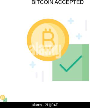 Bitcoin accettato semplice icona vettoriale. Modello di disegno del simbolo di illustrazione per l'elemento dell'interfaccia utente mobile Web. Illustrazione Vettoriale