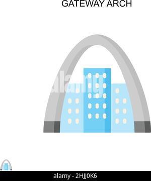 Icona vettore semplice Gateway Arch. Modello di disegno del simbolo di illustrazione per l'elemento dell'interfaccia utente mobile Web. Illustrazione Vettoriale