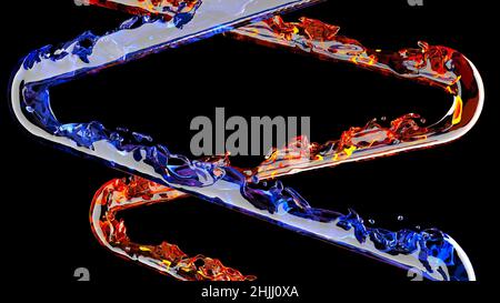 Colore contemporaneo getto a due flussi su nero 3D rendering Foto Stock